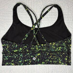 Lululemon athletica Black & Neon Green Speckled Strappy Sports Bra